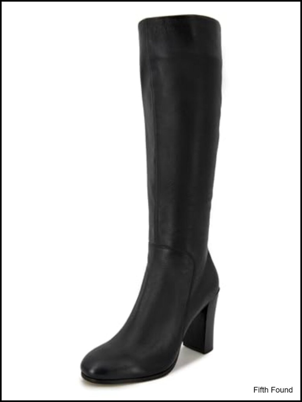 Women's Knee-High Leather Heeled Boots Block Heel Zip